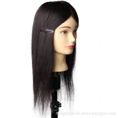100% human hair training mannequin cutting head with long hair